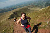 Women Walking up Corn Ddu, Brecon Beacons, Mid Wales