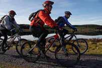 Cyclists on Trail, Alwen Reservoir, Denbighshire